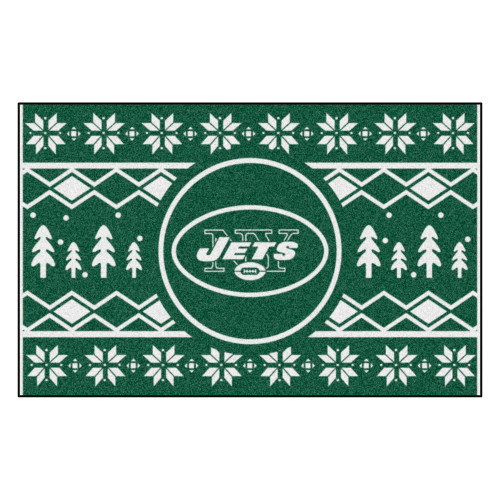 Green and White NFL New York Jets Rectangular Sweater Starter Mat 30" x 19" - IMAGE 1