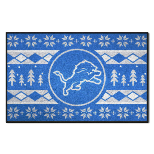 Blue and White NFL Detroit Lions Rectangular Sweater Starter Mat 30" x 19" - IMAGE 1