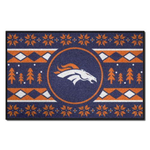 Navy Blue and Orange NFL Denver Broncos Rectangular Sweater Starter Mat 30" x 19" - IMAGE 1