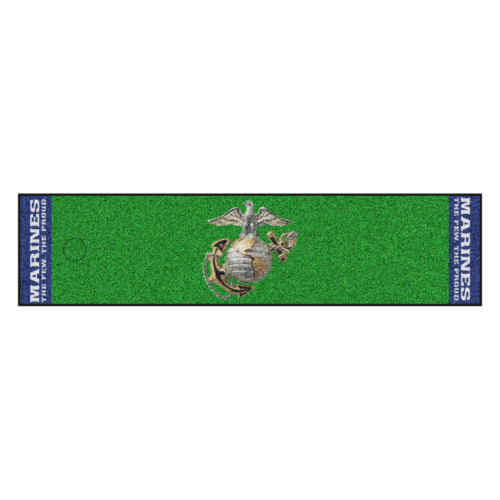Green and Blue NCAA US Marine Putting Mat Golf Accessory 72" x 18" - IMAGE 1
