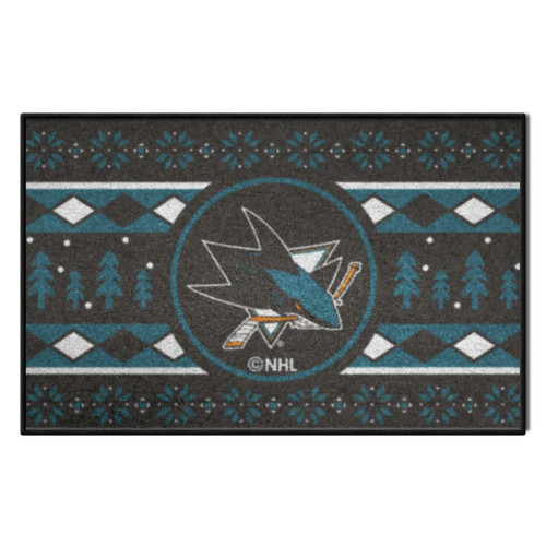 Blue and Black NHL San Jose Sharks Rectangular Sweater Starter Mat 30" x 19" - IMAGE 1