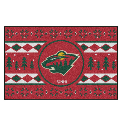 Red and Black NHL Minnesota Wild Rectangular Sweater Starter Mat 30" x 19" - IMAGE 1