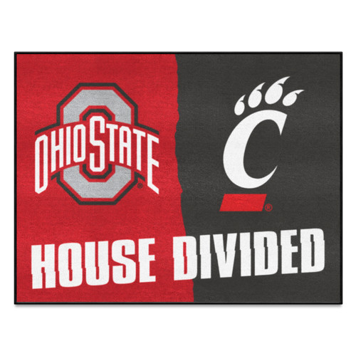 Multi-colored Ohio State/Cincinnati Rectangular House Divided Mat 42.5" x 33.75" - IMAGE 1