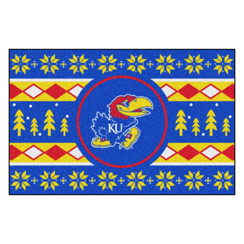 Blue and Yellow NCAA Kansas Jayhawks Rectangular Sweater Starter Mat 30" x 19" - IMAGE 1