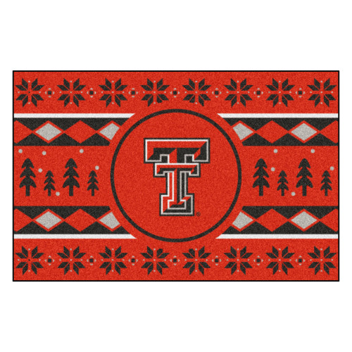 Red and Black NCAA Texas Tech Red Raiders Rectangular Sweater Starter Mat 30" x 19" - IMAGE 1