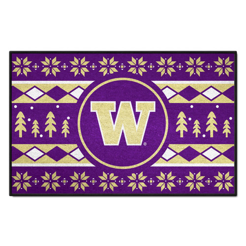 Purple and Gold NCAA Washington Huskies Rectangular Sweater Starter Mat 30" x 19" - IMAGE 1