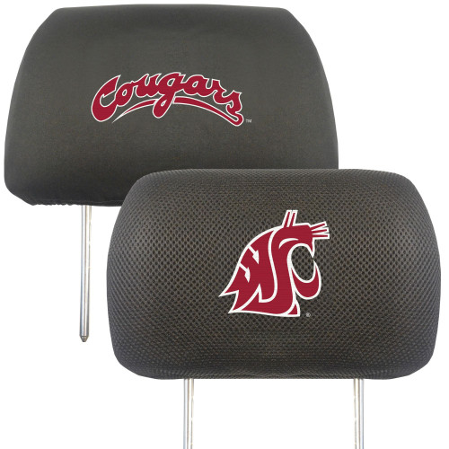 13" Black and Red NCAA Washington State Cougars Headrest Cover - IMAGE 1