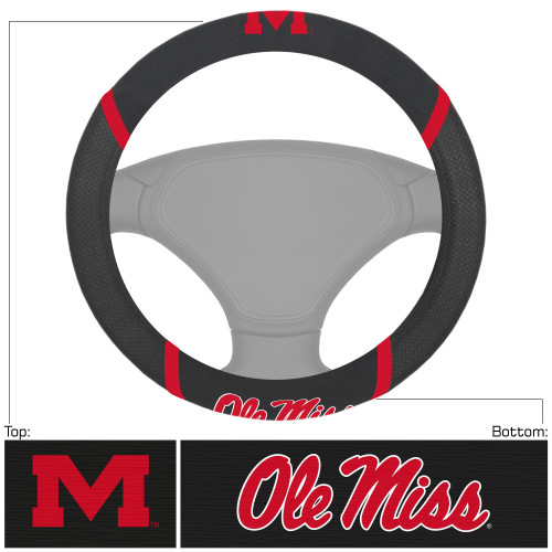 15" Black and Red NCAA Ole Miss Rebels Steering Wheel Cover - IMAGE 1
