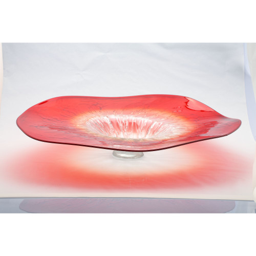 25.5" Red and Orange Hand Blown Glass Plate - IMAGE 1