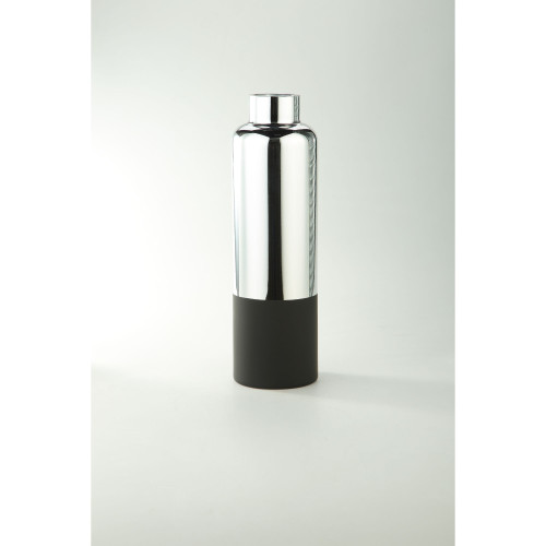 19.5” Metallic Silver and Black Glass Bud Vase - IMAGE 1