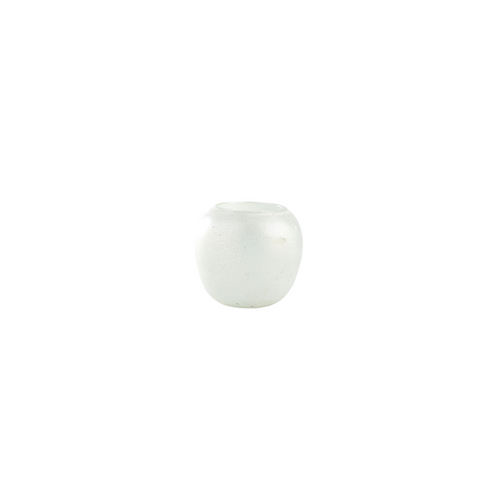 5" White Handblown Round Glass Vase Tabletop Decoration - IMAGE 1