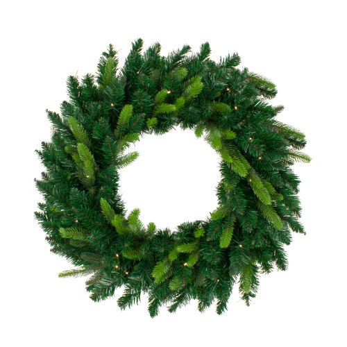 Pre-Lit Gunnison Pine Artificial Christmas Wreath, 36-Inch, Warm White LED Lights - IMAGE 1