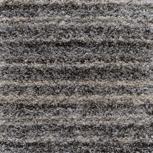 12' x 15' Rectangle Plush Muted Striped Pattern Gray Polypropylene Area Throw Rug - IMAGE 1