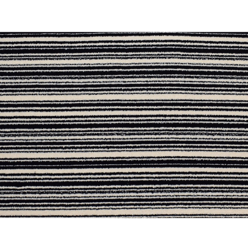 3' x 15' Stripes of Distinction Black and Ivory Polypropylene Rug Runner - IMAGE 1