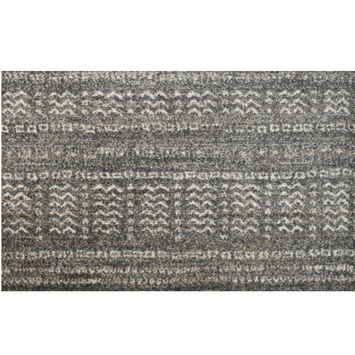 8' Exclusive Tribal Pattern Gray and Ivory Broadloom Round Polypropylene Area Rug - IMAGE 1