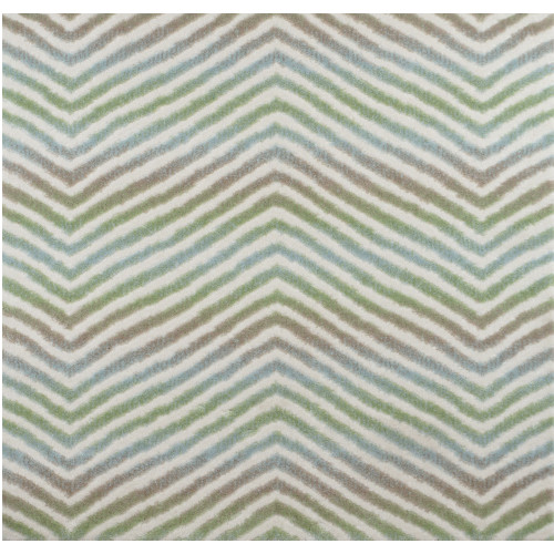 6’ Green and Ivory Broadloom Chevron Pattern Round Area Throw Rug - IMAGE 1