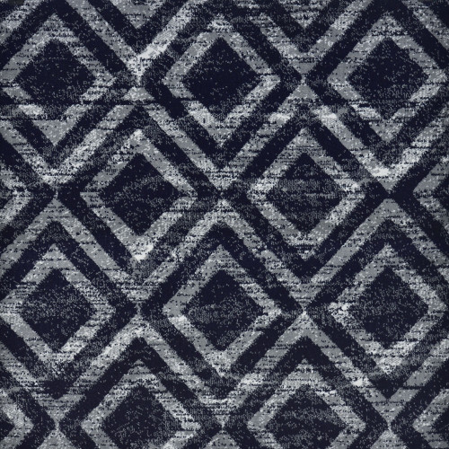 6' x 6' Saphire Diamond Pattern Blue and Silver Square Polypropylene Area Throw Rug - IMAGE 1