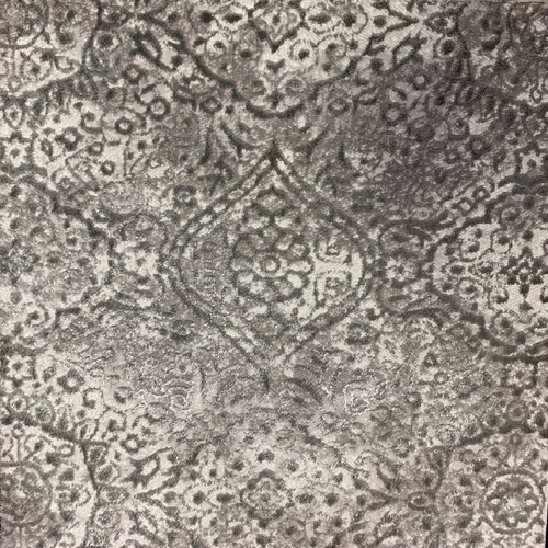10' Gray and Ivory Symmetrical Motifs Round Area Throw Rug - IMAGE 1
