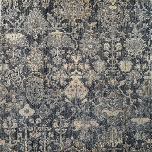 12' x 15' Blue and Gray Floral Rectangular Area Throw Rug - IMAGE 1