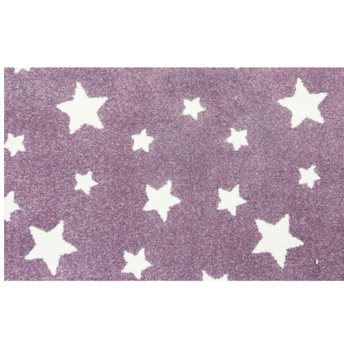 3' x 15' Castor Purple and Ivory Star Pattern Ultra-Soft Rectangular Rug Runner - IMAGE 1