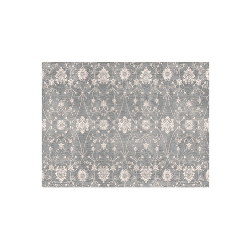 12' Gray and Ivory Ornamental Motifs Round Area Throw Rug - IMAGE 1