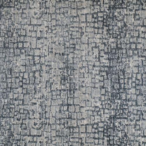 6' x 9' Blue and Gray Distressed Geometric Broadloom Rectangular Area Rug - IMAGE 1