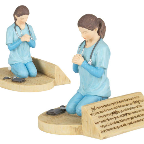 Kneeling Nurse's Prayer Tabletop Figurine - 5.5” - IMAGE 1