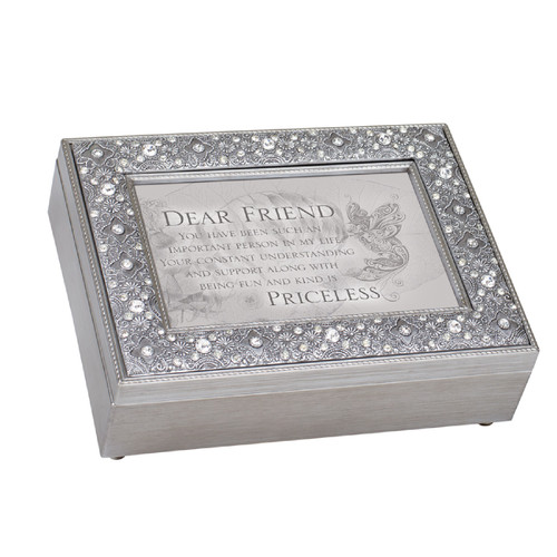 8” Timeless Silver “Dear Friend” Music Box - IMAGE 1