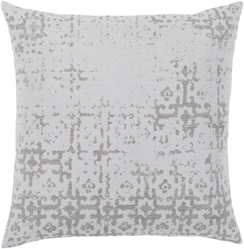 18" Ghost Gray and Brown Earth Patterned Square Throw Pillow - Down Filler - IMAGE 1
