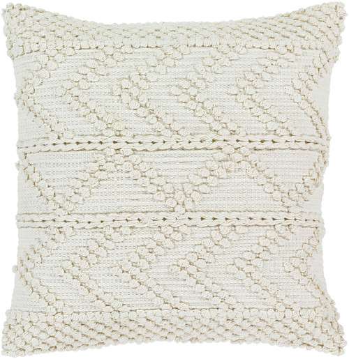 22" White Chevron Pattern Square Throw Pillow Cover - Down Filled - IMAGE 1