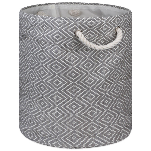 20" Anchor Gray and White Diamond Basketweave Round Bin - IMAGE 1