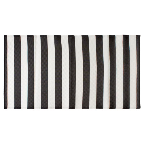 3' x 6' Black and White Striped Rectangular Outdoor Floor Runner - IMAGE 1