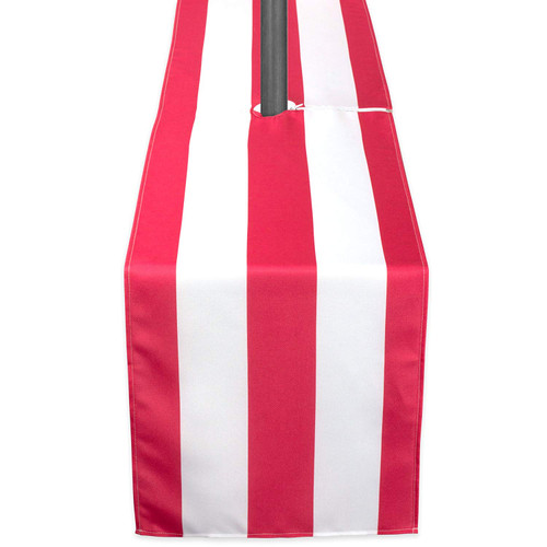 108" Pink and White Striped Outdoor Rectangular Table Runner with Zipper - IMAGE 1