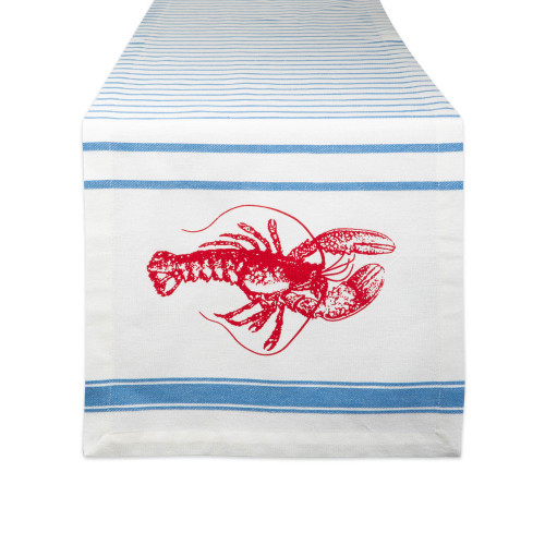 72" Red and Blue Scorpion Printed Striped Table Runner - IMAGE 1