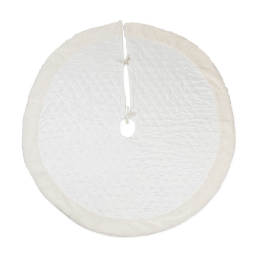 48" Cream White Diamond Quilted Round Holiday Tree Skirt - IMAGE 1