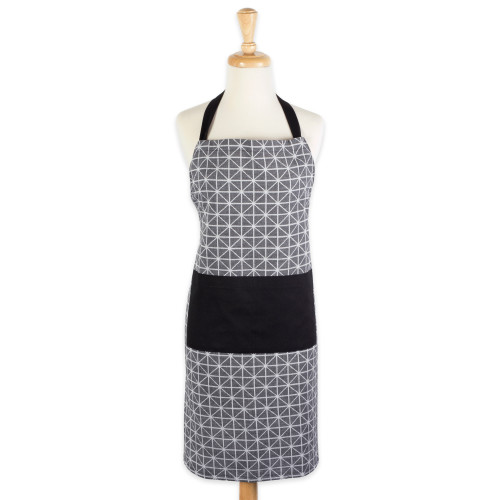 32" Black and White Geometric Chef Apron with Front Pockets - IMAGE 1