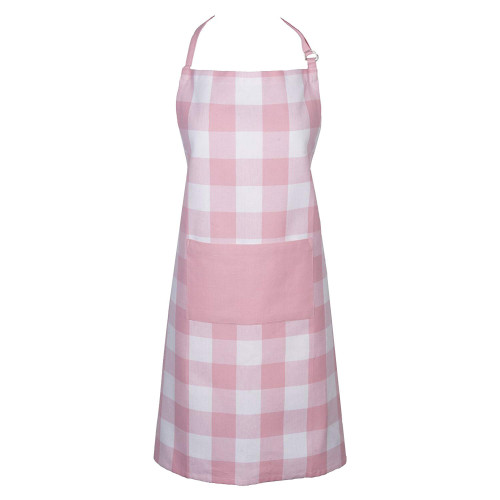 Unisex Buffalo Check Cotton Kitchen Chef Apron - 32" - Pink and White - IMAGE 1