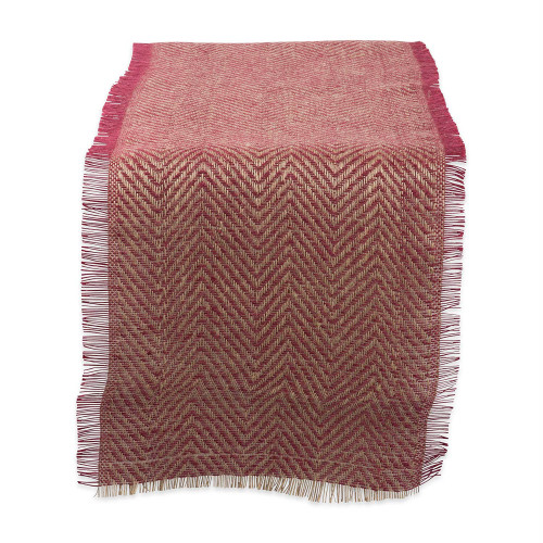 108" Red and Brown Chevron Printed Rectangular Table Runner - IMAGE 1