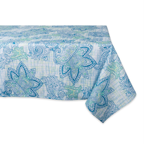 Watercolor Paisley Rectangular Outdoor Tablecloth - 120" - Blue and Green - IMAGE 1