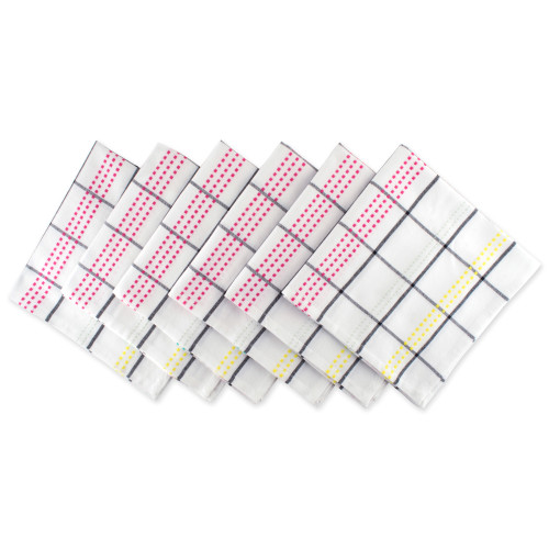 Set of 6 Black and White Plaid Square Napkins 20" - IMAGE 1
