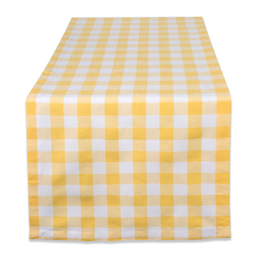 Checkered Cotton Table Runner - 72" - White and Sunshine Yellow - IMAGE 1