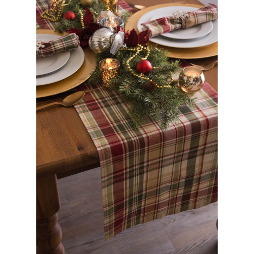 Plaid Rectangular Table Runner - 108" - Multicolor - IMAGE 1