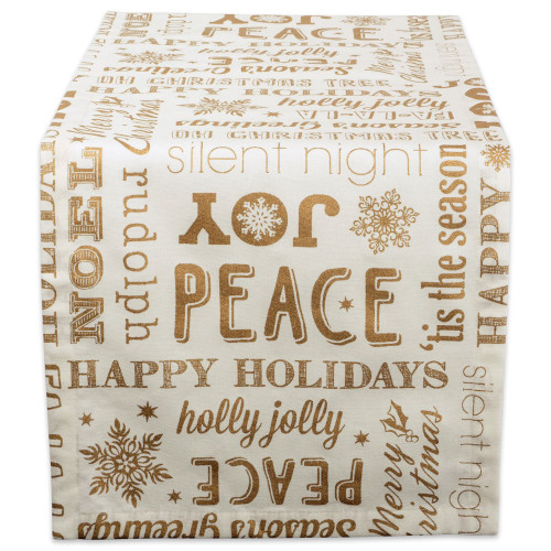 108" Gold and White Christmas College Printed Table Runner - IMAGE 1