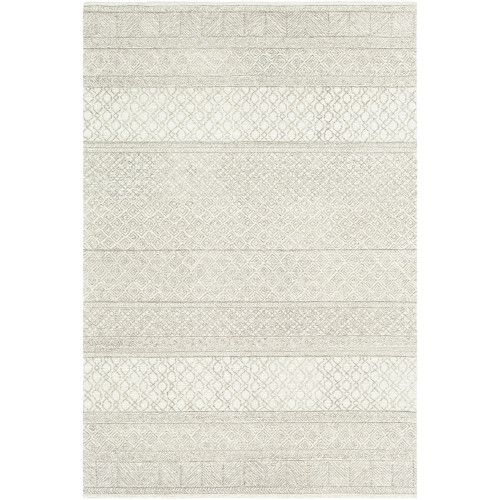 2' x 3' Cream White and Gray Rectangular Area Throw Rug - IMAGE 1