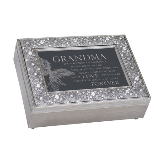 8" Gray and Black "Grandma in My Life Much Love" Printed Music Box - IMAGE 1