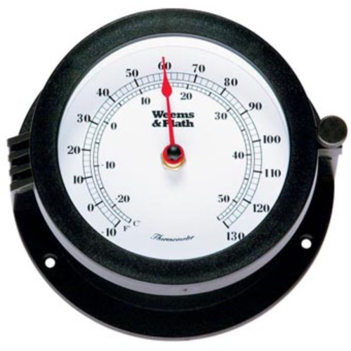6" Black and White Round Thermometer with Scales - IMAGE 1
