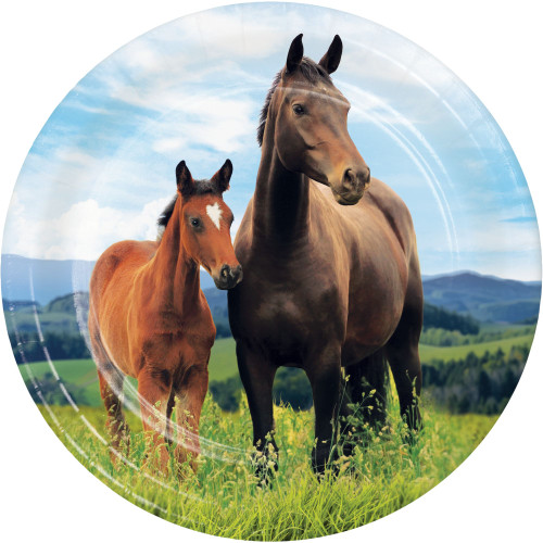 Standing Horses Printed Disposable Party Plates - 8.75" - Multicolored - Club Pack of 96 - IMAGE 1