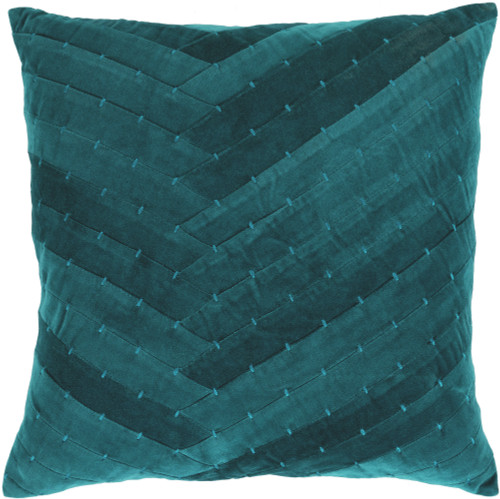 20" Blue Stitched Square Throw Pillow - Down Filler - IMAGE 1