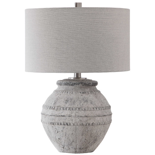 Distressed Ceramic Table Lamp - 26" - Cream and Gray - IMAGE 1