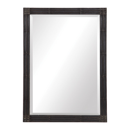 34.75” Black Gower Aged Vanity Mirror - IMAGE 1